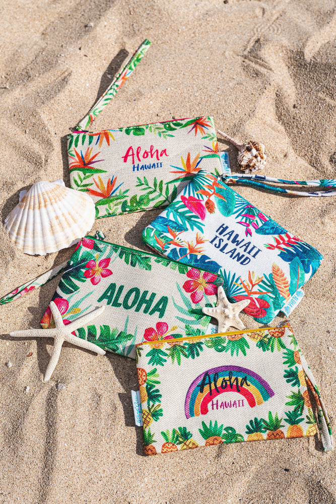 WOVEN POUCH - ALOHA PINEAPPLE - BLACK / WHITE