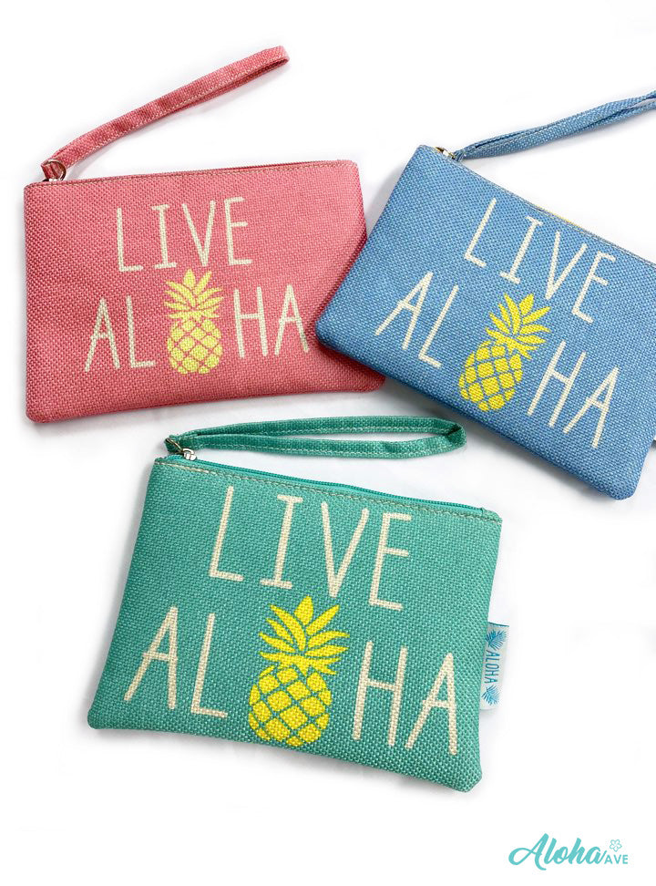 WOVEN POUCH - LIVE ALOHA