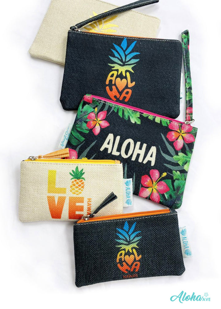 WOVEN POUCH - ALOHA PINEAPPLE - BLACK / WHITE