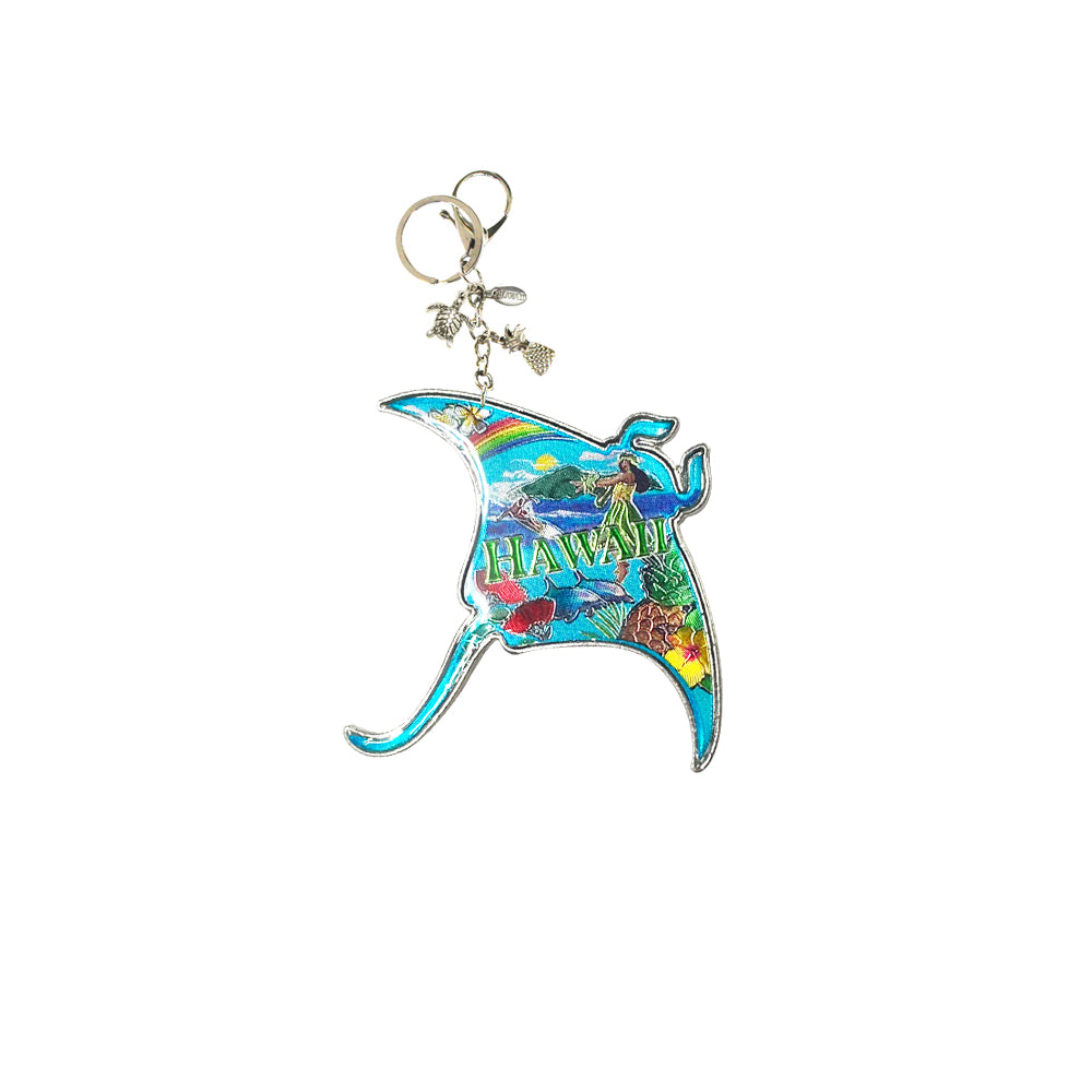 Metal Enamel Keychain: MANTA RAY HAWAII (min. order 2)