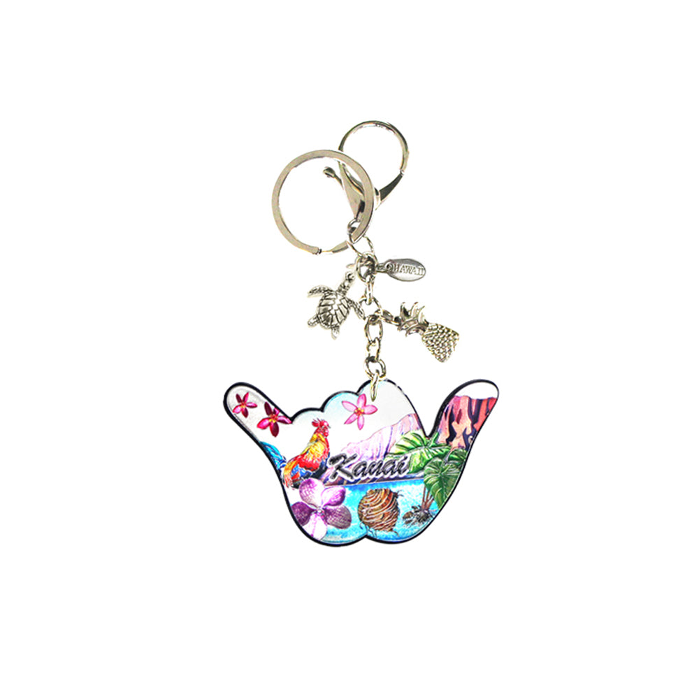 Metal Enamel Keychain: SHAKA KAUAI (min. order 2)