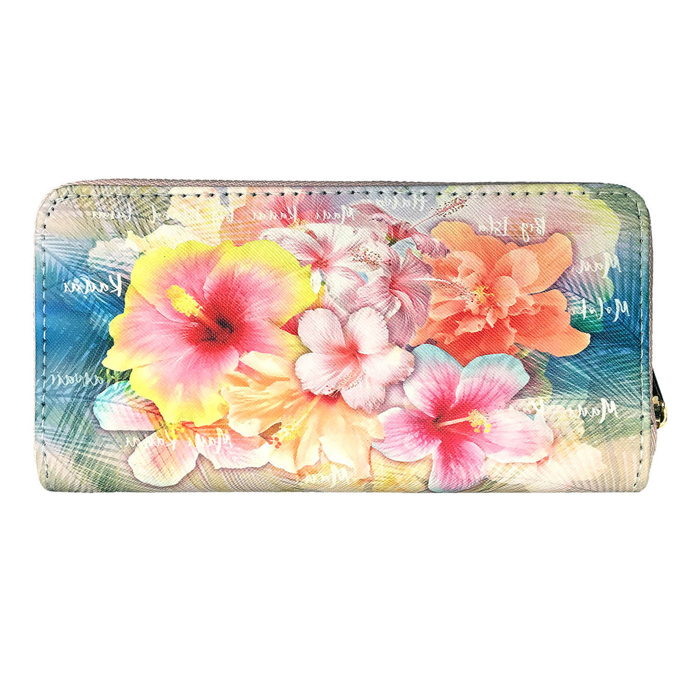 PINK YELLOW HIBISCUS WALLET