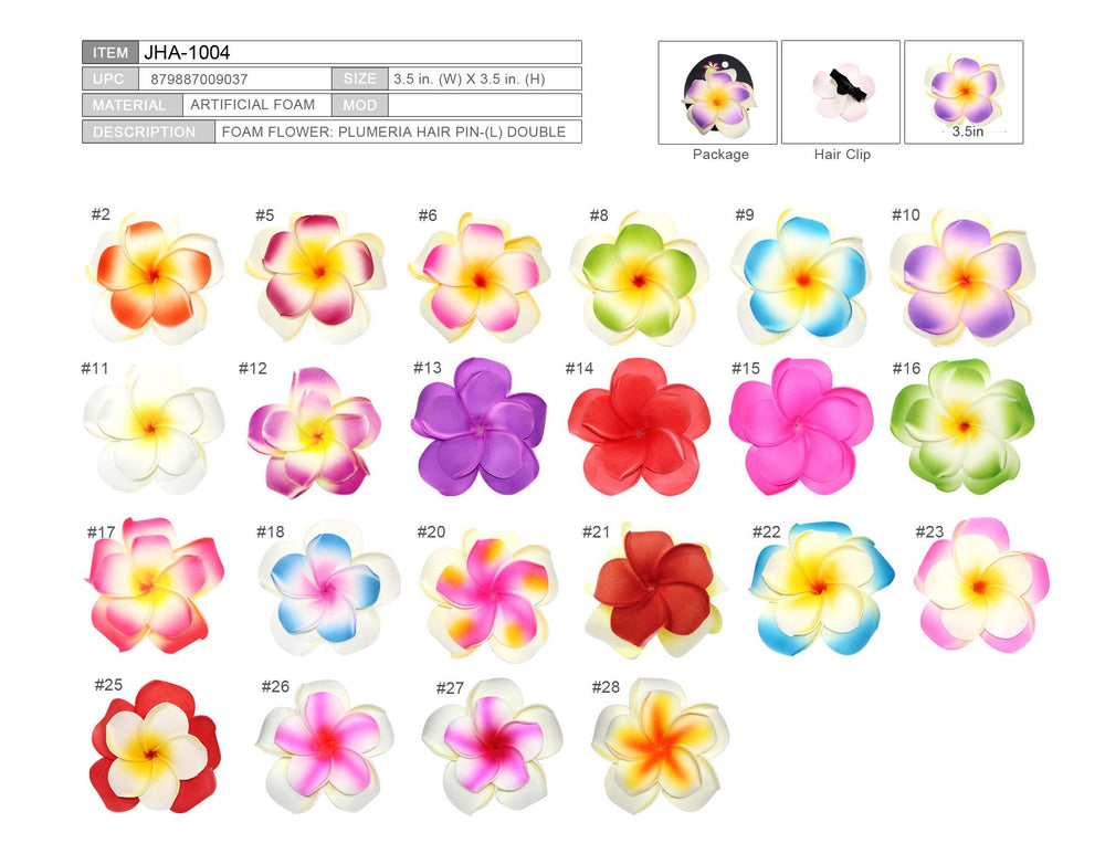 Foam FLOWER PLUMERIA HAIR PIN-Double