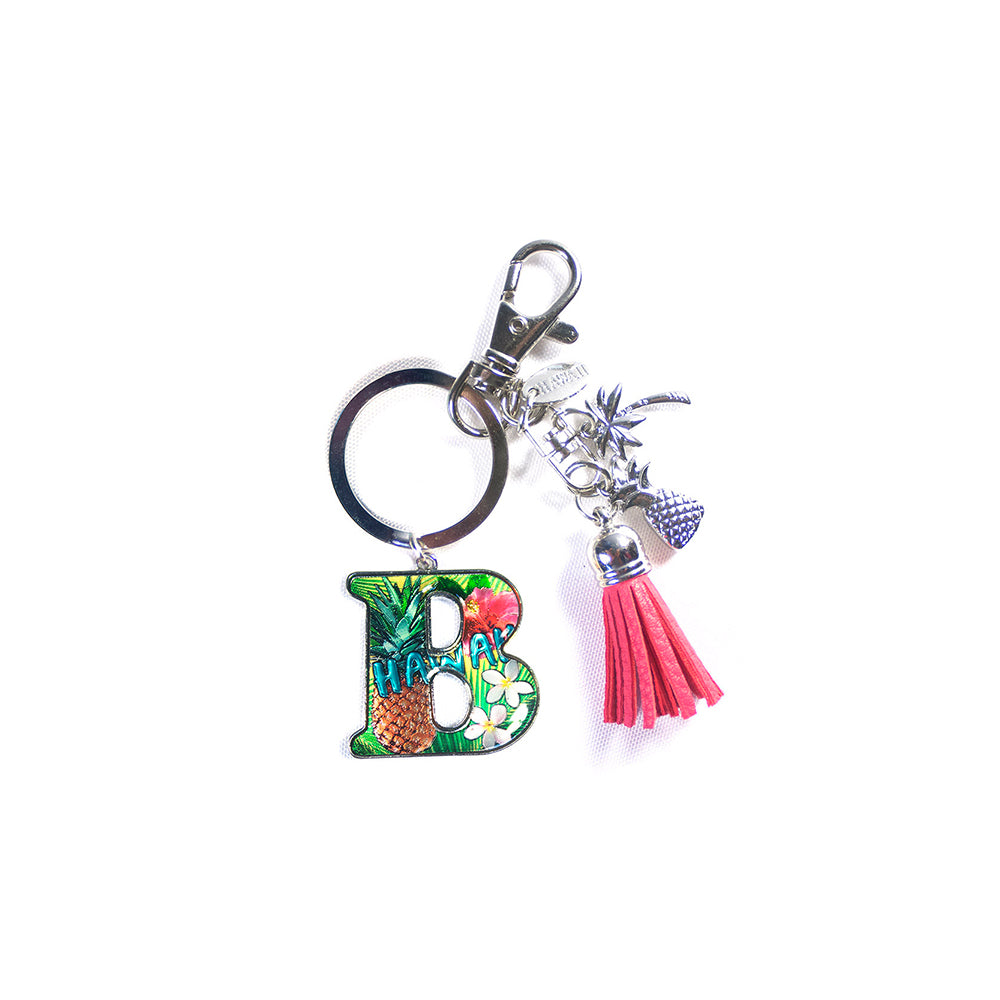 Keychain: Tropical Initial w/ Tassel