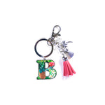 Keychain: Tropical Initial w/ Tassel