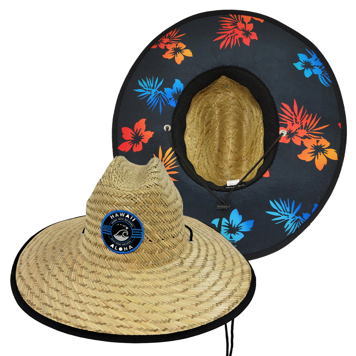 NWT Freya Hibiscus Straw Hat Indigo/Blue Freya Straw Hats JULY SALE – Brooke Wright Designs main image 4