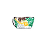QUILT Pouch Bag HIBISCUS W/ MONSTERA - BROWN