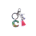 Keychain: Tropical Initial w/ Tassel
