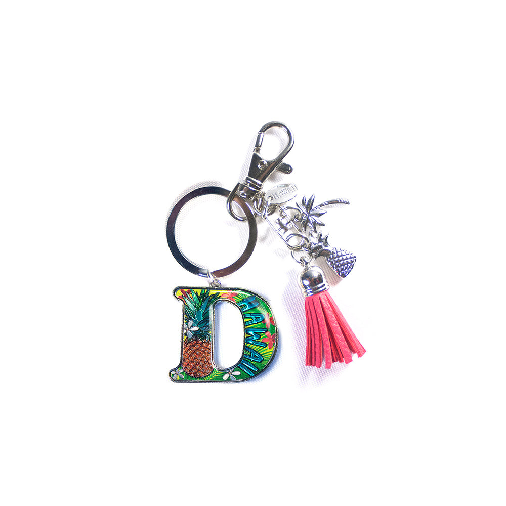Keychain: Tropical Initial w/ Tassel