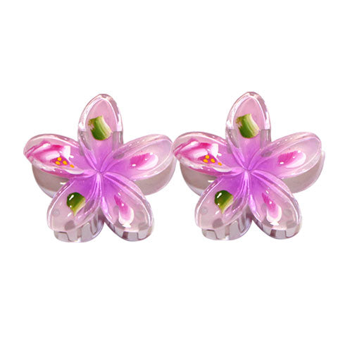 Plastic Hair Clip: PLUMERIA-MINI HAND PAINTED