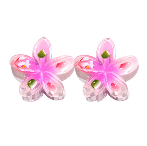 Plastic Hair Clip: PLUMERIA-MINI HAND PAINTED