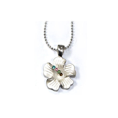 NECKLACE: HIBISCUS PENDANT W/ STONE