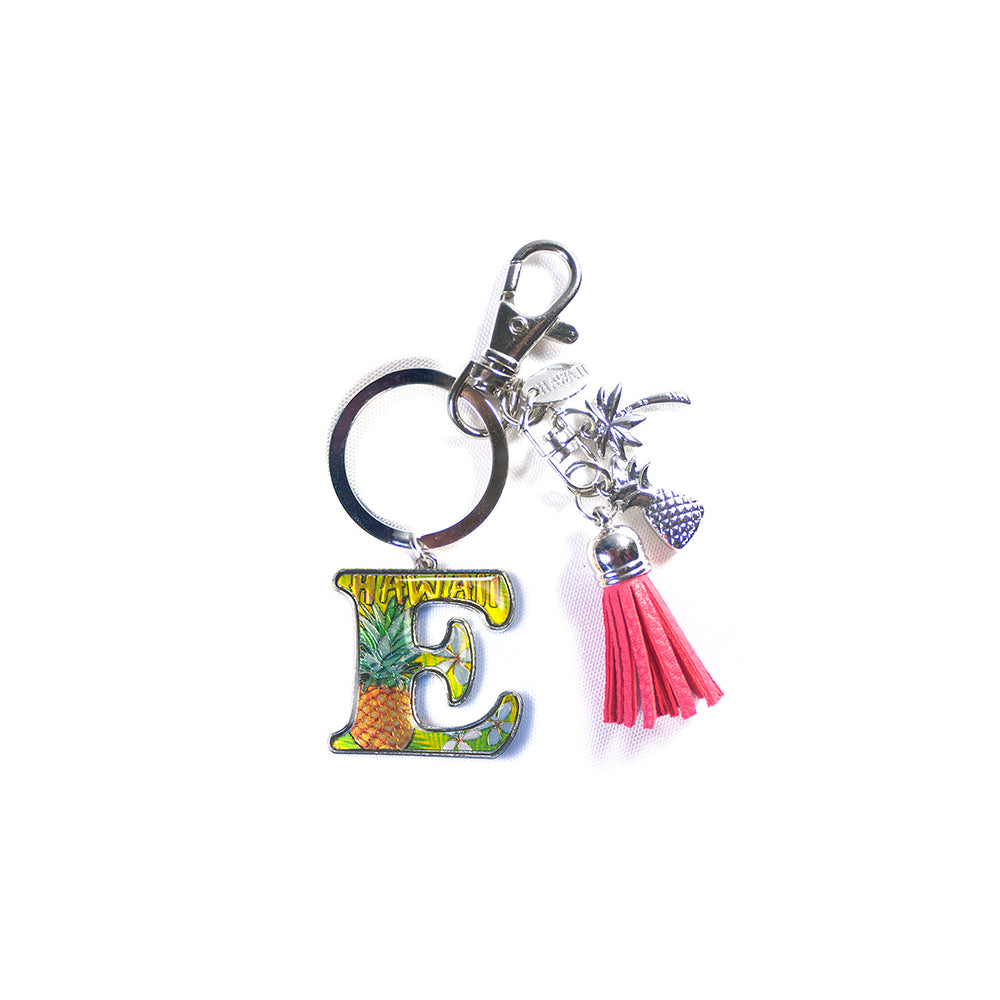 Keychain: Tropical Initial w/ Tassel