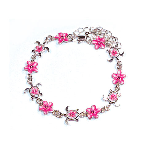 ANKLET&BRACELET: TURTLE & PLUMERIA W/ STONE
