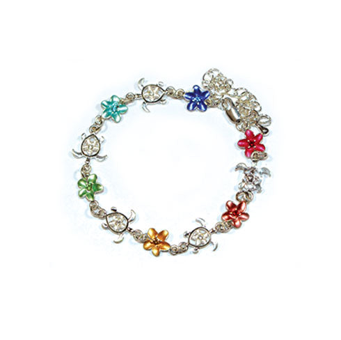 ANKLET&BRACELET: TURTLE & PLUMERIA W/ STONE