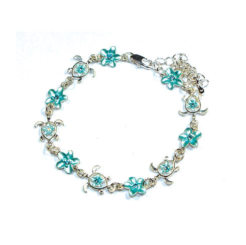ANKLET&BRACELET: TURTLE & PLUMERIA W/ STONE