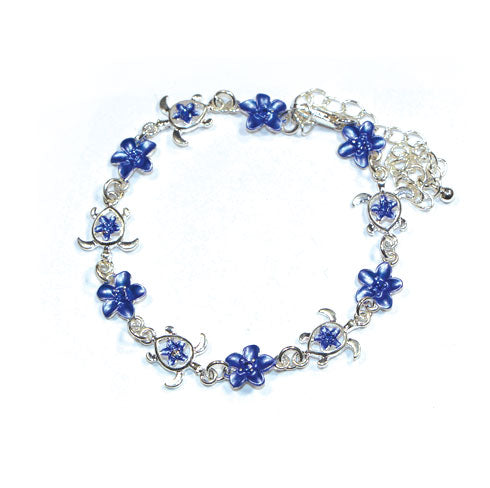 ANKLET&BRACELET: TURTLE & PLUMERIA W/ STONE