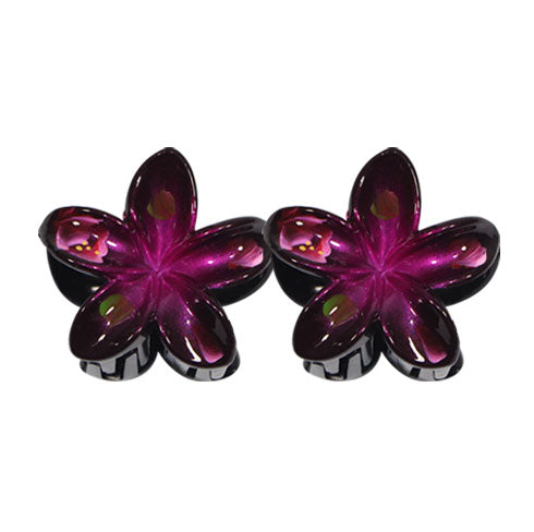 Plastic Hair Clip: PLUMERIA-MINI HAND PAINTED 2