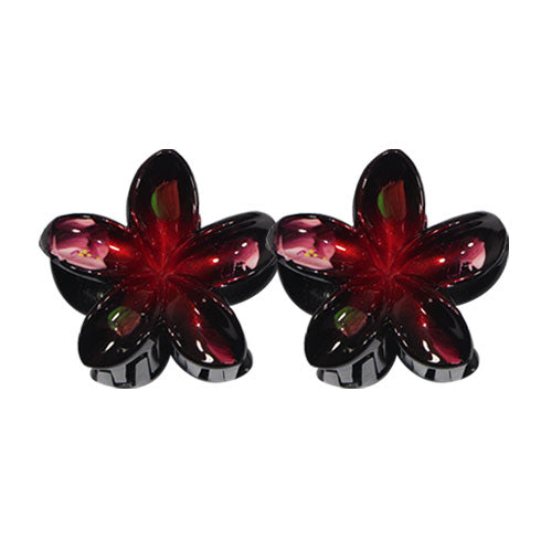 Plastic Hair Clip: PLUMERIA-MINI HAND PAINTED 2