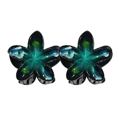 Plastic Hair Clip: PLUMERIA-MINI HAND PAINTED 2