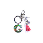 Keychain: Tropical Initial w/ Tassel
