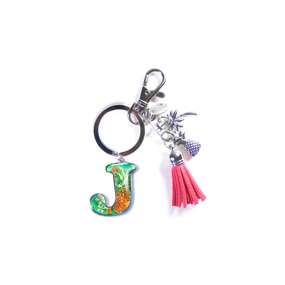 Keychain: Tropical Initial w/ Tassel