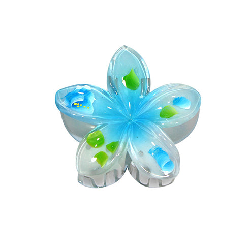 PLASTIC HAIR CLIP: Plumeria Hand Painted