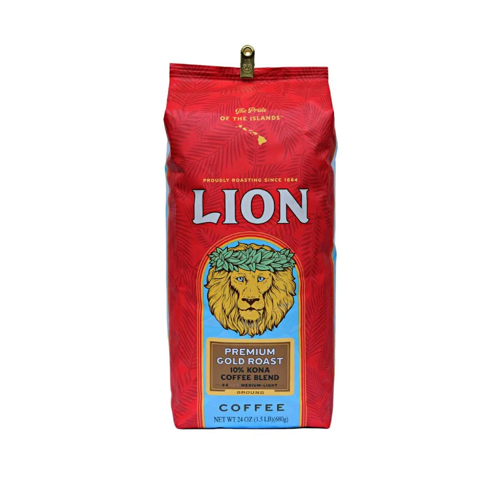 Lion Premium Gold Roast 10% Kona Coffee Blend Medium-Light Roast Coffee