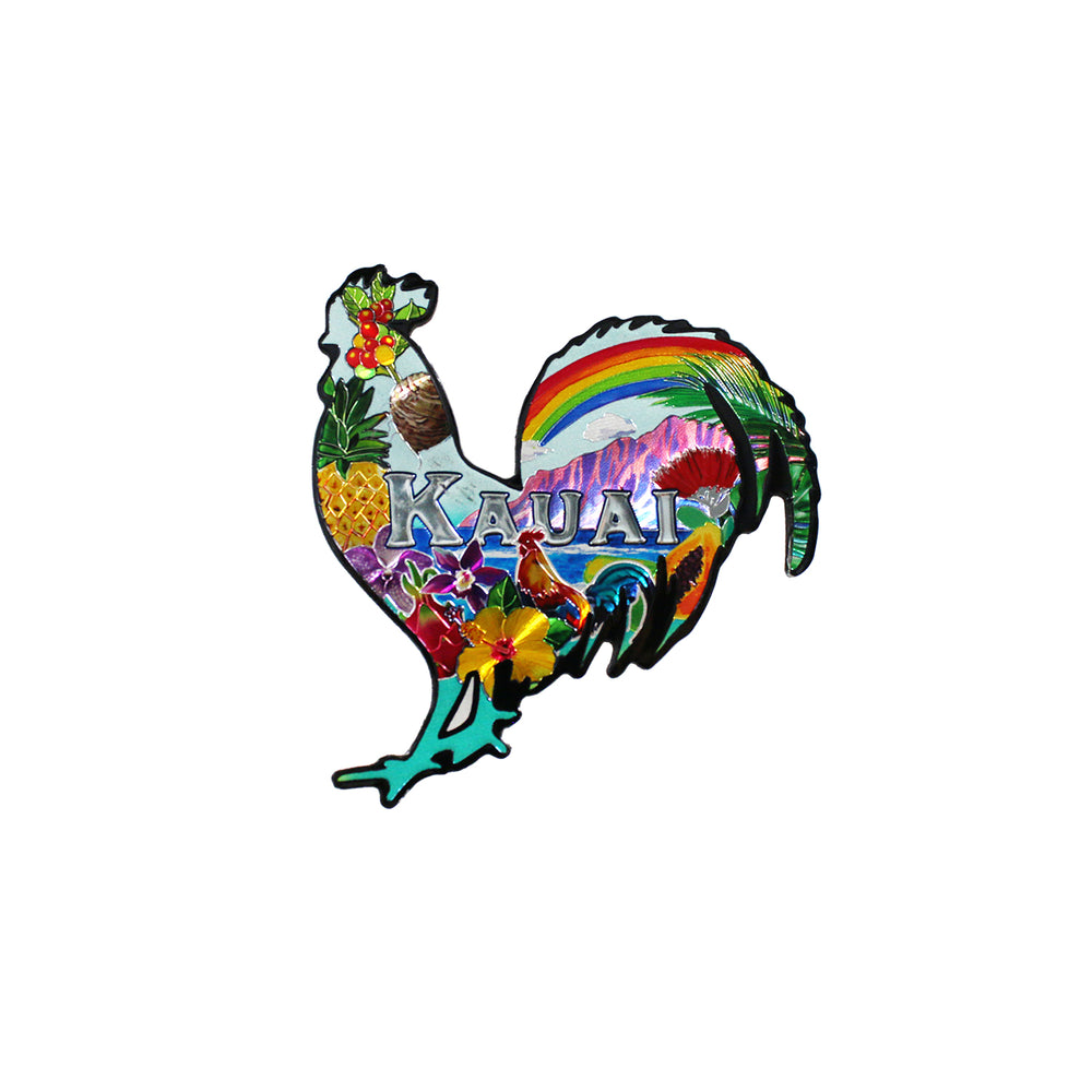 MAGNET RUBBER: Rooster - Hawaii, Maui, Kauai