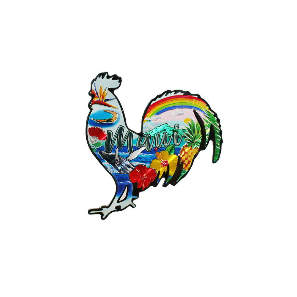 MAGNET RUBBER: Rooster - Hawaii, Maui, Kauai