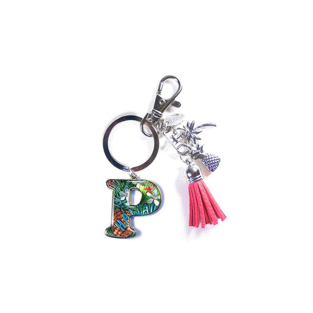 Keychain: Tropical Initial w/ Tassel