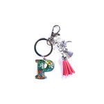 Keychain: Tropical Initial w/ Tassel