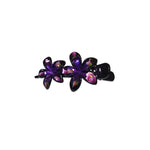 Plastic Hair Clip: Double Plumeria-Metallic