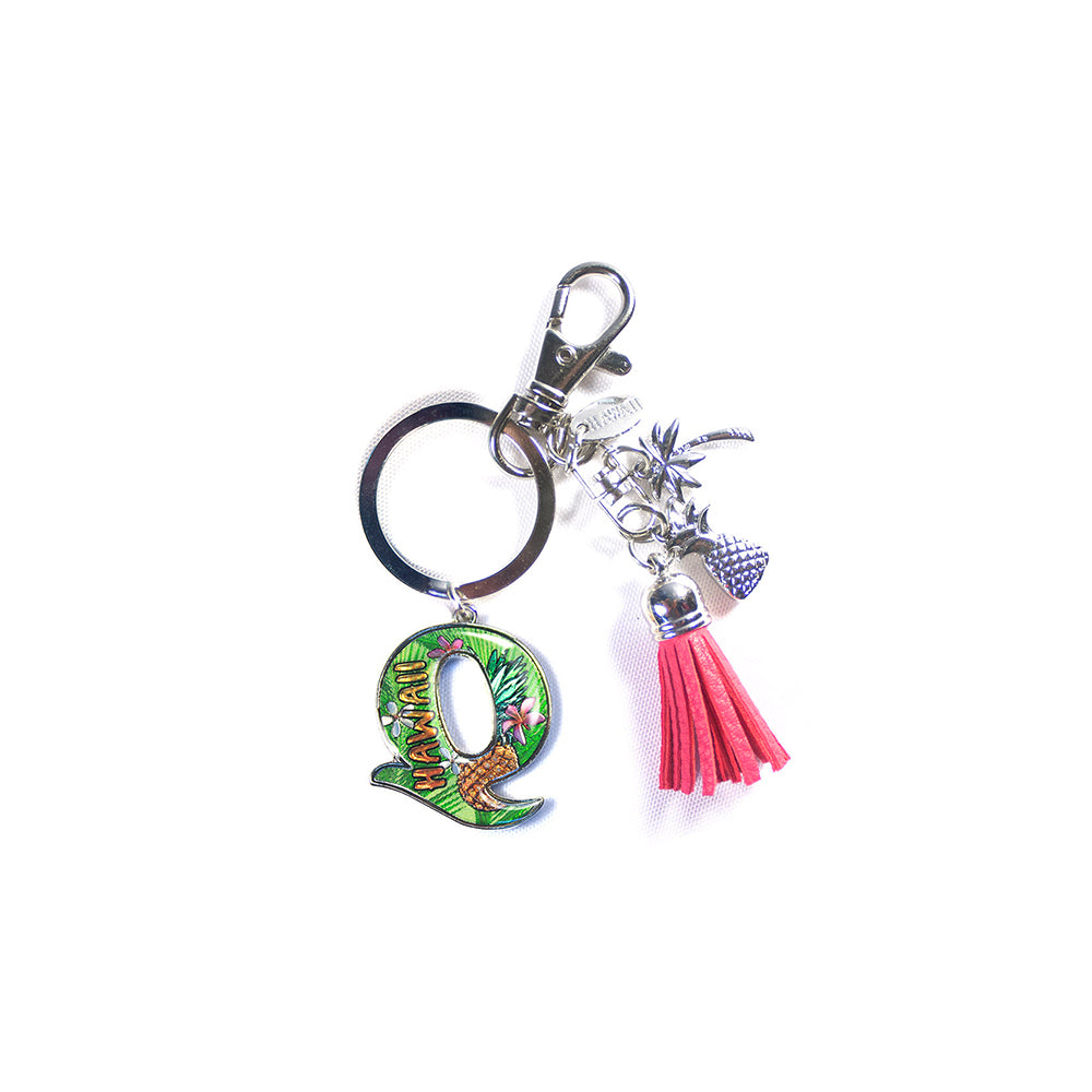 Keychain: Tropical Initial w/ Tassel