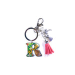 Keychain: Tropical Initial w/ Tassel