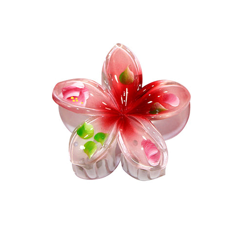 PLASTIC HAIR CLIP: Plumeria Hand Painted