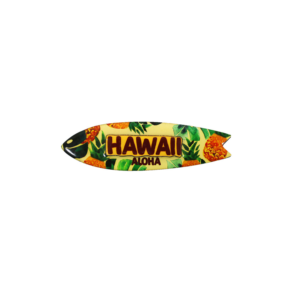 MAGNET-WOOD: SURFBOARD-PINEAPPLE HAWAII