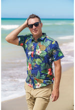 STRETCH SHORT SLEEVE ALOHA SHIRT: HIBISCUS SCENT