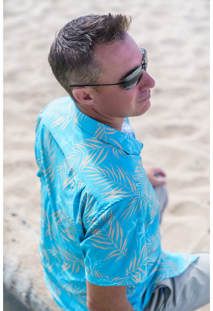 STRETCH SHORT SLEEVE ALOHA SHIRT: PALM BAY