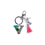 Keychain: Tropical Initial w/ Tassel
