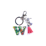 Keychain: Tropical Initial w/ Tassel