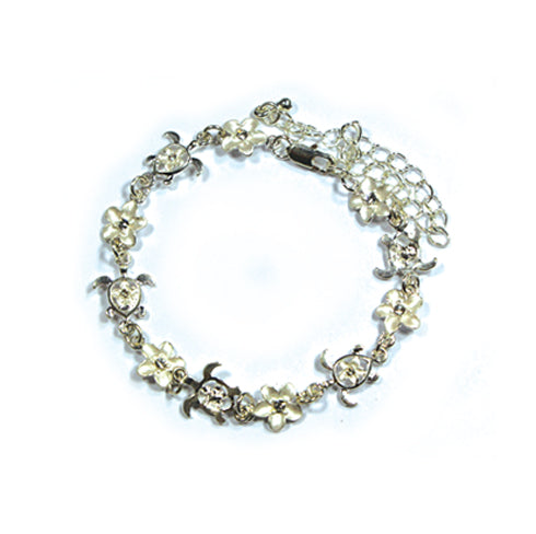 ANKLET&BRACELET: TURTLE & PLUMERIA W/ STONE