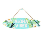 WOODEN SIGN - SURFBOARD - PLUMERIA ALOHA VIBES