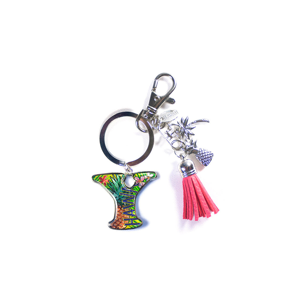 Keychain: Tropical Initial w/ Tassel