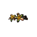 Plastic Hair Clip: Double Plumeria-Metallic