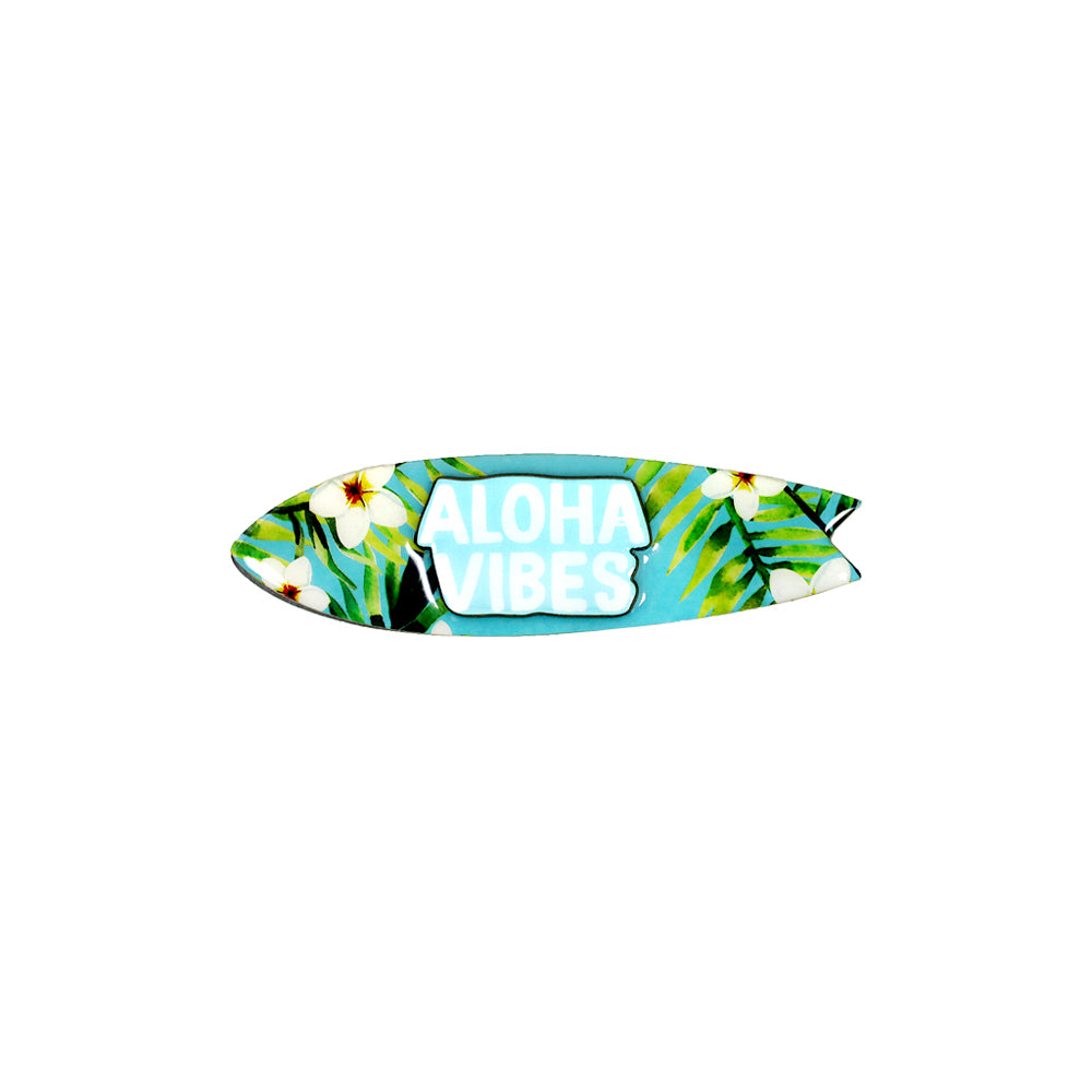 MAGNET-WOOD: SURFBOARD-PLUMERIA ALOHA VIBES