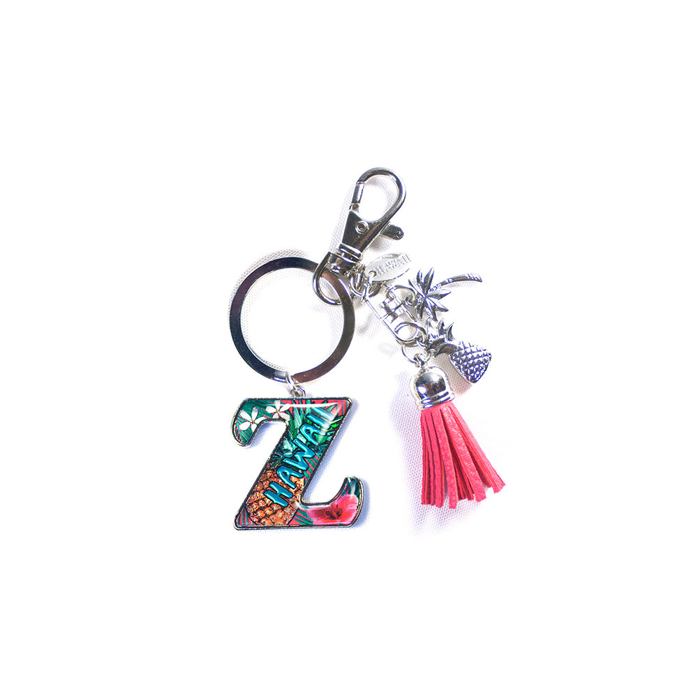 Keychain: Tropical Initial w/ Tassel