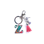 Keychain: Tropical Initial w/ Tassel